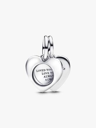 Gravierbarer Herz-Lupen-Dangle Charm – Sterlingsilber