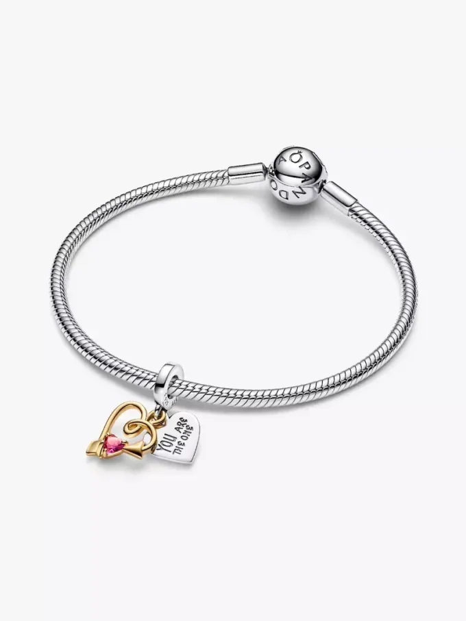 Gravierbarer Herz-&-Pfeil-Dangle Charm aus Sterlingsilber, 14-karätig vergoldet Gravierbarer Herz-&-Pfeil-Dangle Charm aus Sterlingsilber, 14-karätig vergoldet