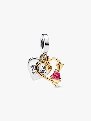 Gravierbarer Herz-&-Pfeil-Dangle Charm – Sterlingsilber, 14-karätige Vergoldung Gravierbarer Herz-&-Pfeil-Dangle Charm – Sterlingsilber, 14-karätige Vergoldung
