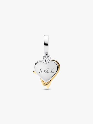 Gravierbarer Herz-&-Pfeil-Dangle Charm – Sterlingsilber, 14-karätige Vergoldung Gravierbarer Herz-&-Pfeil-Dangle Charm – Sterlingsilber, 14-karätige Vergoldung