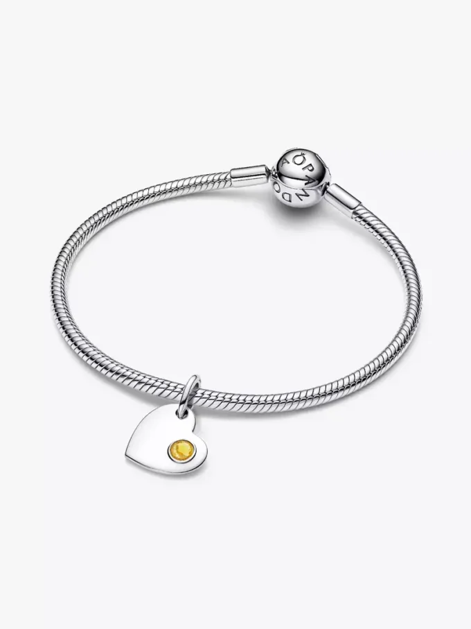 Gravierbarer Honigstein-Herz-Dangle Charm aus Sterlingsilber Gravierbarer Honigstein-Herz-Dangle Charm aus Sterlingsilber