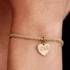 Gravierbarer Liebesherz-Dangle Charm, 14-karätig vergoldet