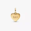 Gravierbarer Liebesherz-Dangle Charm, 14-karätig vergoldet