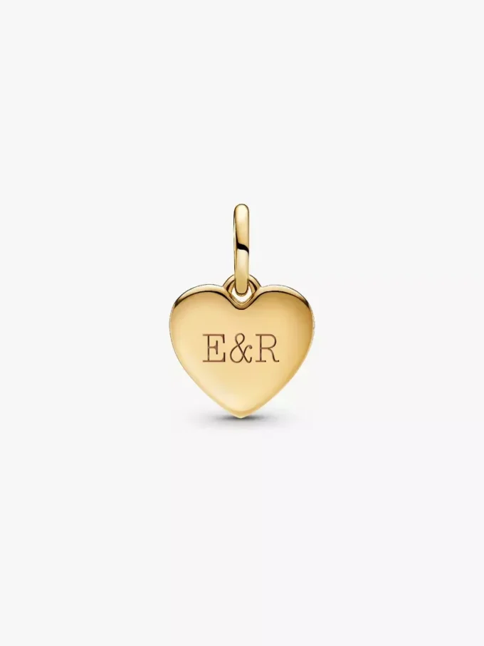 Gravierbarer Liebesherz-Dangle Charm, 14-karätig vergoldet