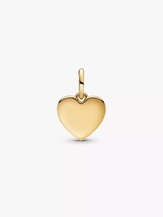 Gravierbarer Liebesherz-Dangle Charm, 14-karätig vergoldet