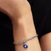 Gravierbarer Mini-Dangle Charm aus Murano Glass mit bösem Blick, Sterlingsilber