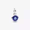 Gravierbarer Mini-Dangle Charm aus Murano Glass mit bösem Blick, Sterlingsilber