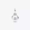 Gravierbarer Mini-Dangle Charm aus Murano Glass mit bösem Blick, Sterlingsilber