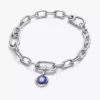 Gravierbarer Mini-Dangle Charm aus Murano Glass mit bösem Blick, Sterlingsilber