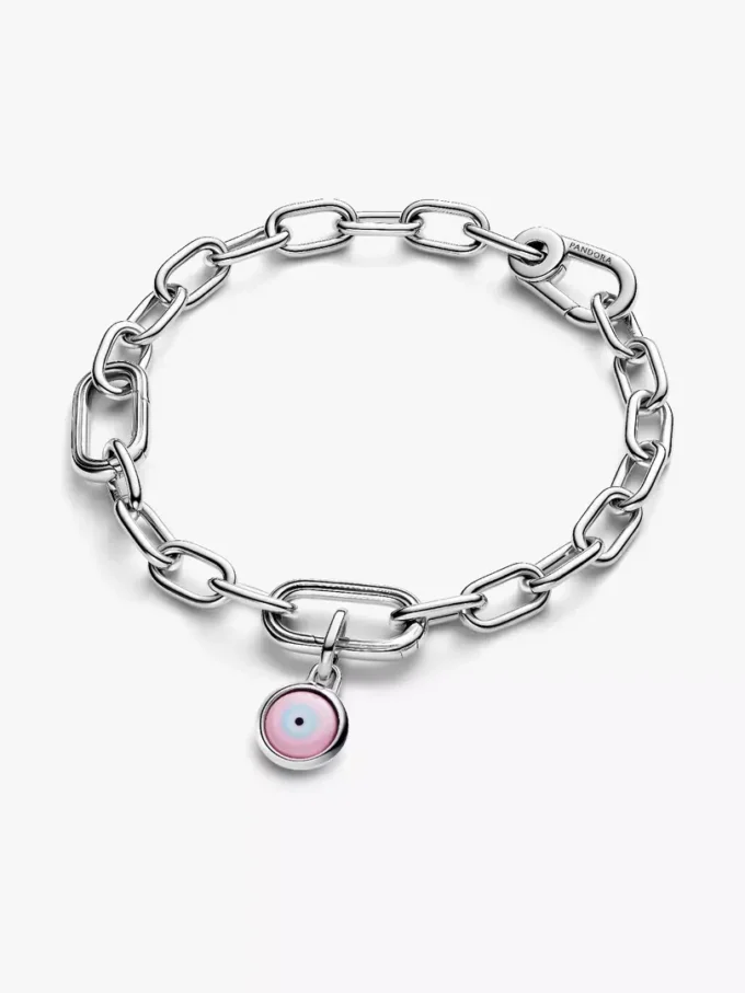 Gravierbarer Mini-Dangle Charm aus Murano Glass mit bösem Blick, Sterlingsilber