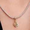 Gravierbarer Nordstern-Dangle Charm mit synthetischem Diamanten, 0,009 Karat, Sterlingsilber, 14-karätige Vergoldung Gravierbarer Nordstern-Dangle Charm mit synthetischem Diamanten, 0,009 Karat, Sterlingsilber, 14-karätige Vergoldung
