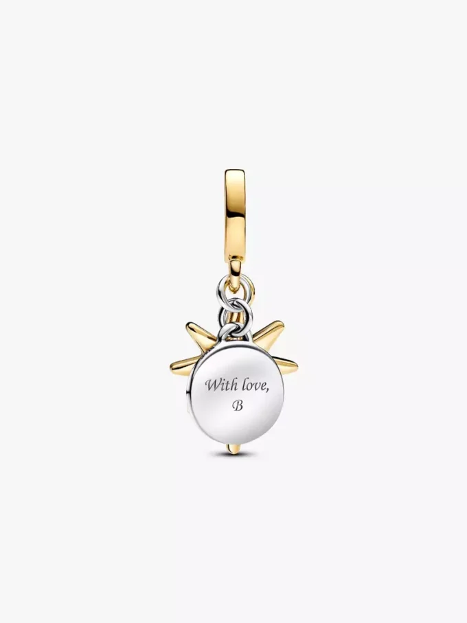 Gravierbarer Nordstern-Dangle Charm mit synthetischem Diamanten, 0,009 Karat, Sterlingsilber, 14-karätige Vergoldung Gravierbarer Nordstern-Dangle Charm mit synthetischem Diamanten, 0,009 Karat, Sterlingsilber, 14-karätige Vergoldung