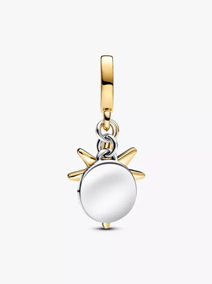 Gravierbarer Nordstern-Dangle Charm mit synthetischem Diamanten, 0,009 Karat, Sterlingsilber, 14-karätige Vergoldung Gravierbarer Nordstern-Dangle Charm mit synthetischem Diamanten, 0,009 Karat, Sterlingsilber, 14-karätige Vergoldung
