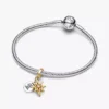 Gravierbarer Nordstern-Dangle Charm mit synthetischem Diamanten, 0,009 Karat, Sterlingsilber, 14-karätige Vergoldung Gravierbarer Nordstern-Dangle Charm mit synthetischem Diamanten, 0,009 Karat, Sterlingsilber, 14-karätige Vergoldung