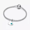 Gravierbarer türkisblauer Herz-Dangle Charm aus Sterlingsilber