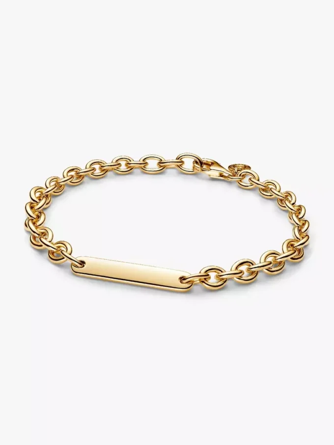 Gravierbares Bar-Link-Armband, 14-karätig vergoldet