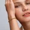 Gravierbares Bar-Link-Armband, 14-karätig vergoldet