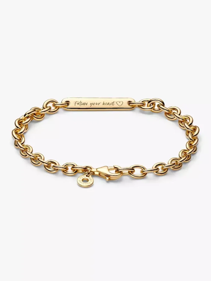 Gravierbares Bar-Link-Armband, 14-karätig vergoldet