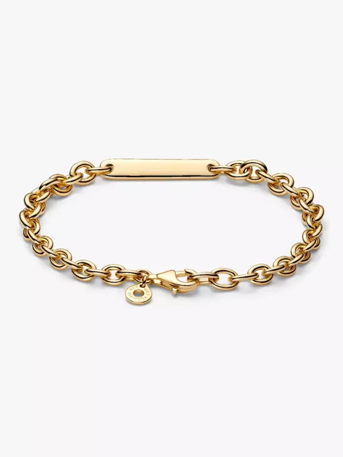 Gravierbares Bar-Link-Armband, 14-karätig vergoldet