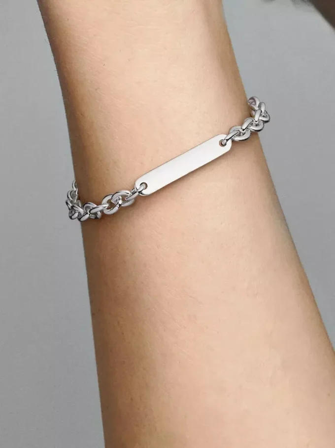 Gravierbares Bar-Link-Armband aus Sterlingsilber