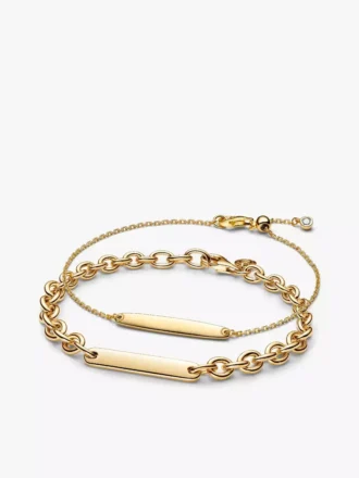 Gravierbares vergoldetes Armband-Set für Sie und Ihn, 2er-Set