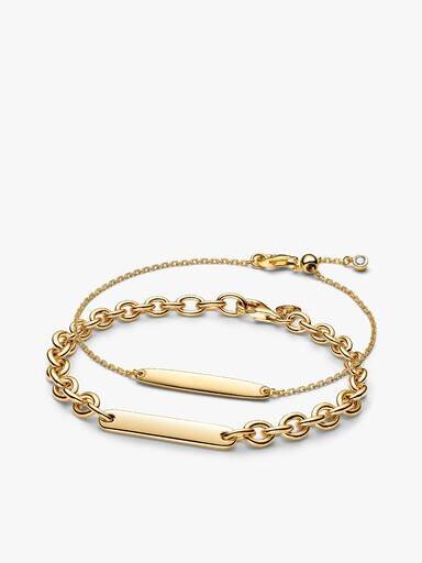 Gravierbares vergoldetes Armband-Set für Sie und Ihn – 2er-Set Gravierbares vergoldetes Armband-Set für Sie und Ihn – 2er-Set