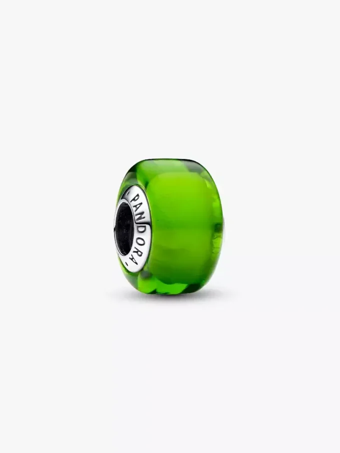 Grüner Mini-Murano-Glas-Charm aus Sterlingsilber Grüner Mini-Murano-Glas-Charm aus Sterlingsilber