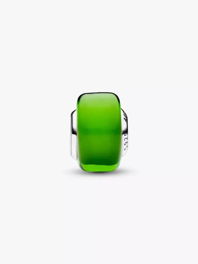 Grüner Mini-Murano-Glas-Charm aus Sterlingsilber Grüner Mini-Murano-Glas-Charm aus Sterlingsilber