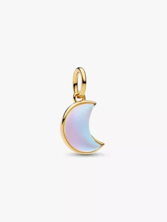 Funkelnder Halbmond-Dangle Charm, 14 Karat vergoldet