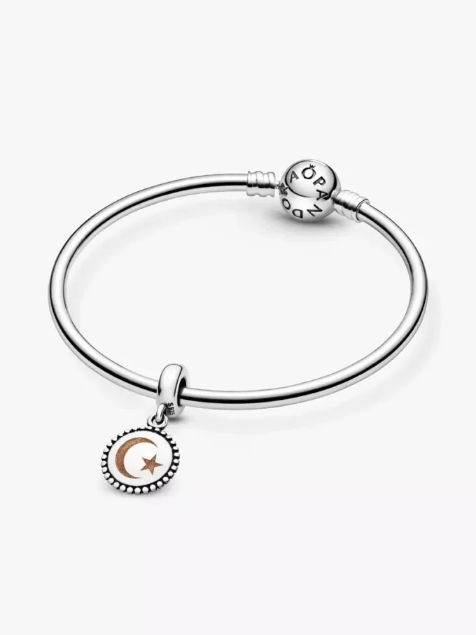 Halbmond-Stern-Dangle Charm aus Sterlingsilber Halbmond-Stern-Dangle Charm aus Sterlingsilber