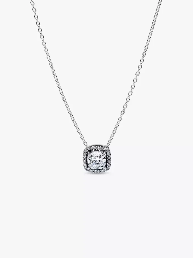 Halo-Anhänger-Halskette aus Sterlingsilber Halo-Anhänger-Halskette aus Sterlingsilber