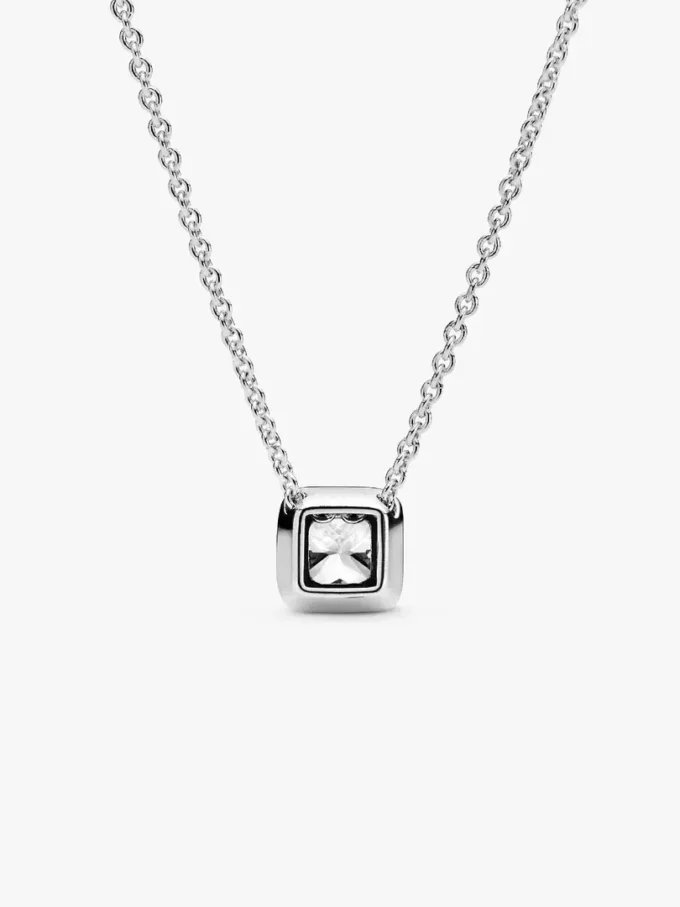 Halo-Halskette mit quadratischem Glanz aus Sterlingsilber Halo-Halskette mit quadratischem Glanz aus Sterlingsilber