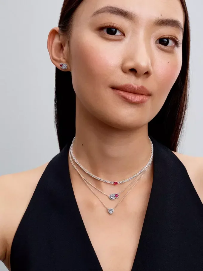 Halo-Herz-Choker aus Sterlingsilber