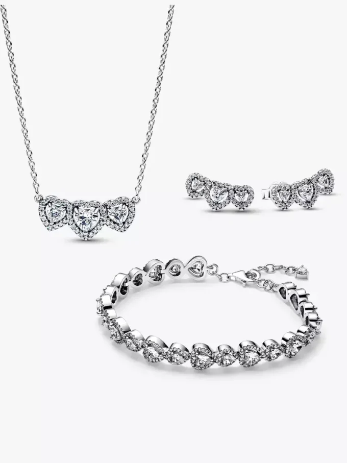 Halo-Herz-Trilogie-Schmuckset, 3-teilig Halo-Herz-Trilogie-Schmuckset, 3-teilig