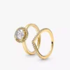 Halo of Gold Sparkling Wishbone Ring Set, 2er-Set