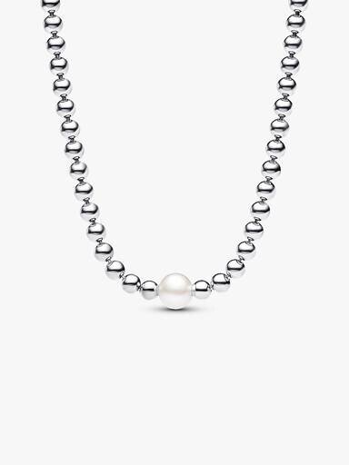 Halskette mit behandelten Süßwasser-Zuchtperlen und Perlen – Sterlingsilber Halskette mit behandelten Süßwasser-Zuchtperlen und Perlen – Sterlingsilber
