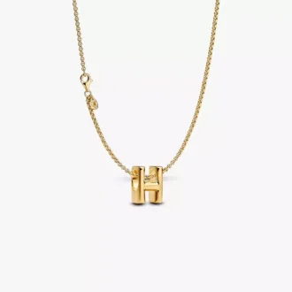 Halskette mit Buchstaben-H-Charm, 2er-Set