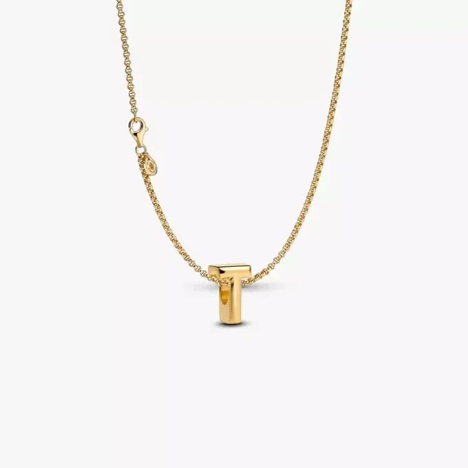 Halskette mit Buchstaben-T-Charm, 2 Stück Halskette mit Buchstaben-T-Charm, 2 Stück