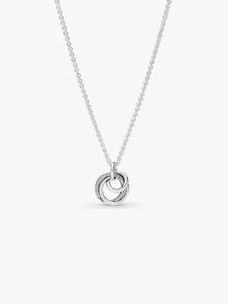 Halskette mit „Family Always Encircled“-Anhänger aus Sterlingsilber