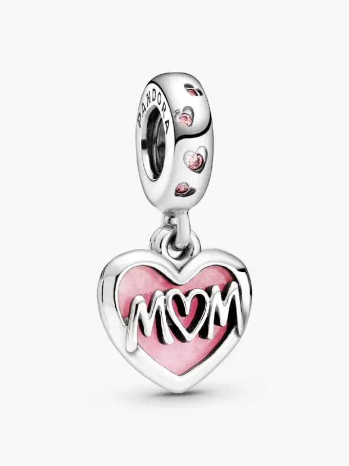 Hängender Herz-Dangle Charm „Mom“ aus Sterlingsilber Hängender Herz-Dangle Charm „Mom“ aus Sterlingsilber