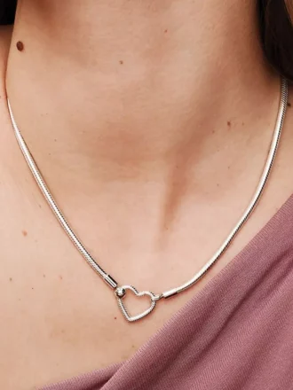 Halskette mit Snake Chain und Herzverschluss aus Sterlingsilber