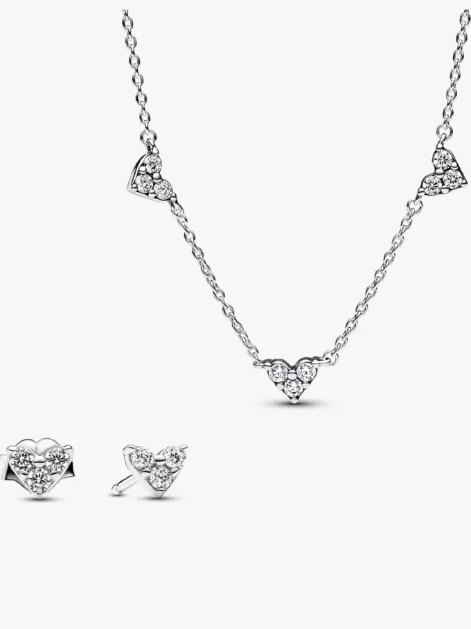 Halskette und Ohrring-Set mit dreifachem Herz-Anhänger, 2er-Set Halskette und Ohrring-Set mit dreifachem Herz-Anhänger, 2er-Set