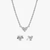 Halskette und Ohrringe mit dreifachem Herz-Set (2er-Set) Halskette und Ohrringe mit dreifachem Herz-Set (2er-Set)