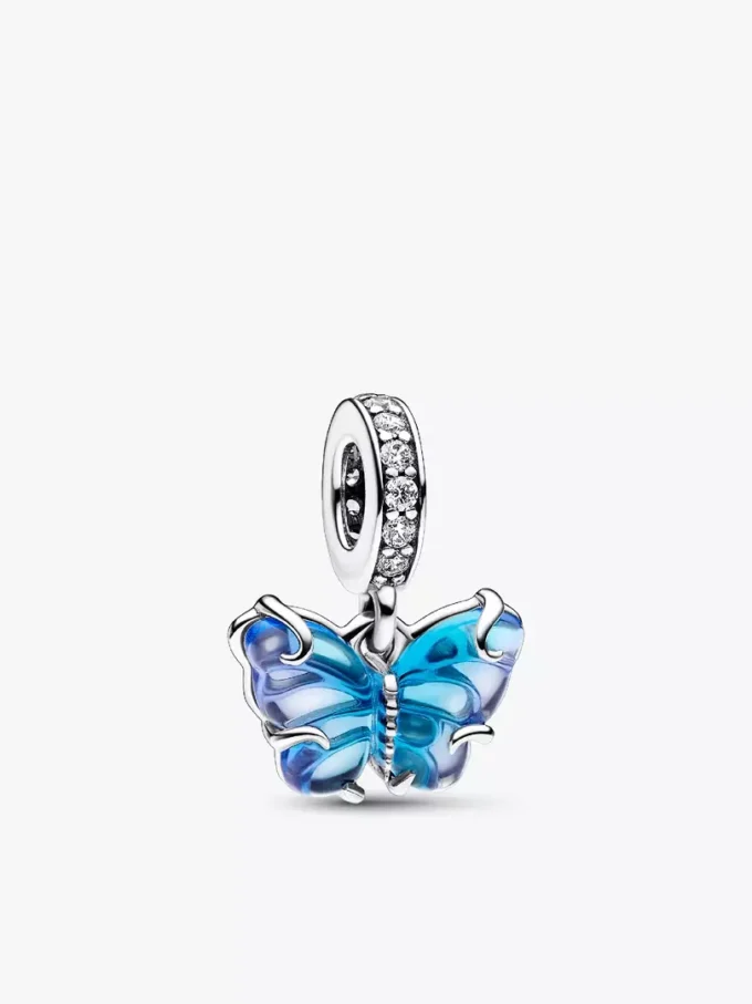 Halskettenset mit blauem Murano Glass-Schmetterling, 2er-Set Halskettenset mit blauem Murano Glass-Schmetterling, 2er-Set