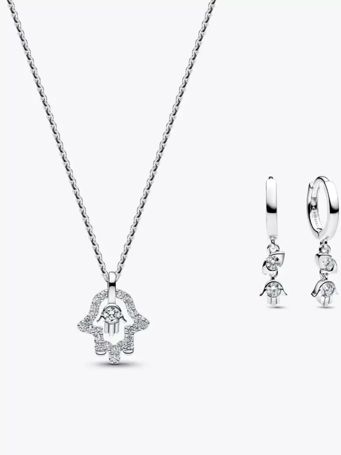 Hamsa-Halskette und Ohrringe, 2er-Set Hamsa-Halskette und Ohrringe, 2er-Set