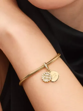 Happy Birthday Dangle Charm, 14 Karat vergoldet