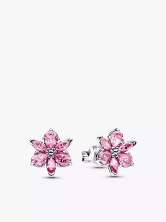 Herbarium funkelnde rosa Blumen-Ohrringe aus Sterlingsilber