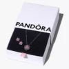 Herbarium funkelndes rosa Blumen-Schmuck-Geschenkset aus Sterlingsilber