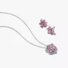 Herbarium funkelndes rosa Blumen-Schmuck-Geschenkset aus Sterlingsilber