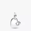 April gravierbarer Herz-Dangle Charm mit klarem Stein aus Sterlingsilber April gravierbarer Herz-Dangle Charm mit klarem Stein aus Sterlingsilber